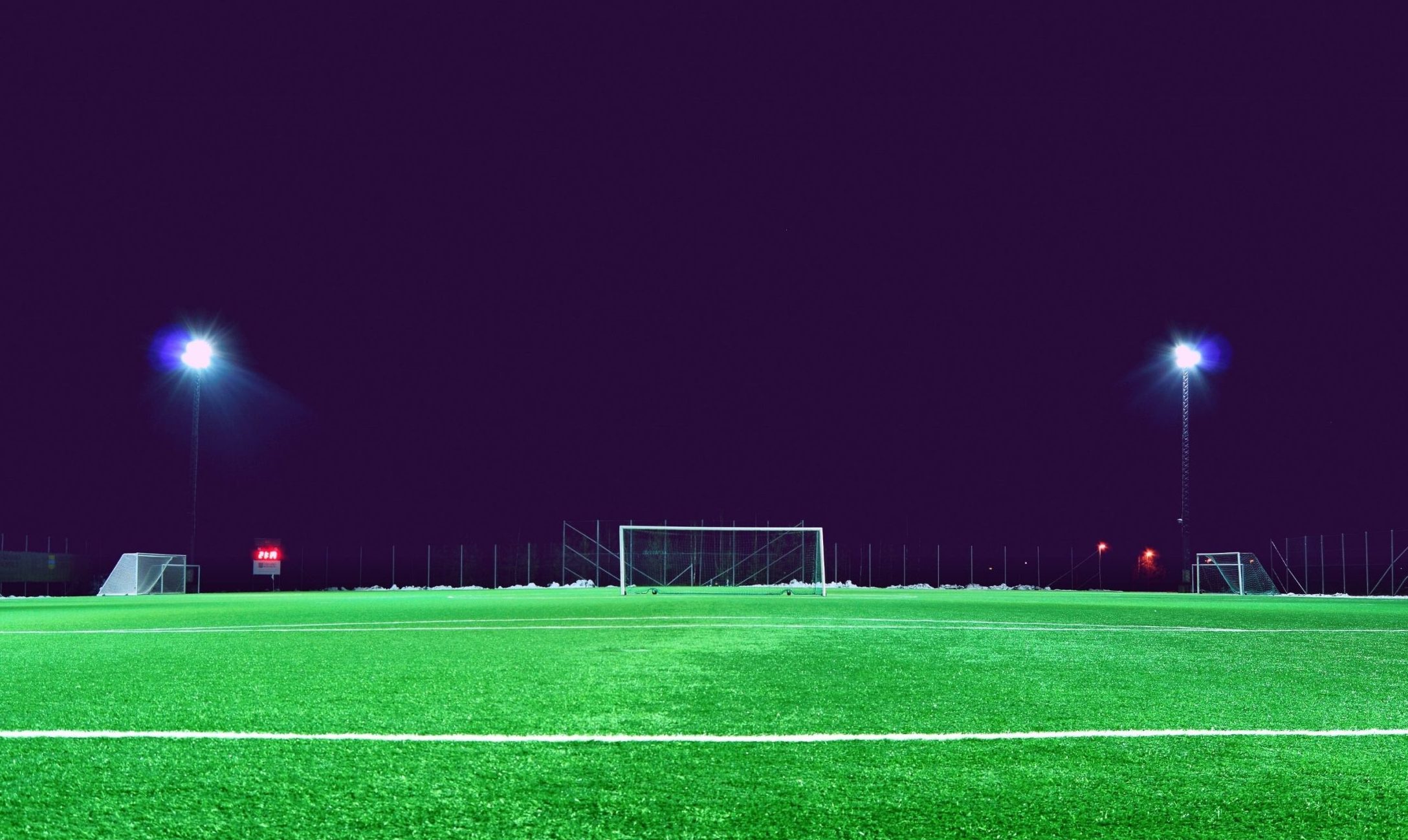 A football field in the evening